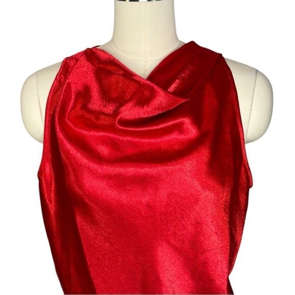 Sies Marjan Red Louma Satin Cowl Neck Tunic Top |Size 8 - Picture 6 of 10